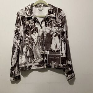 Impulse California Vintage Newsprint Collared Jacket Women's X-Large